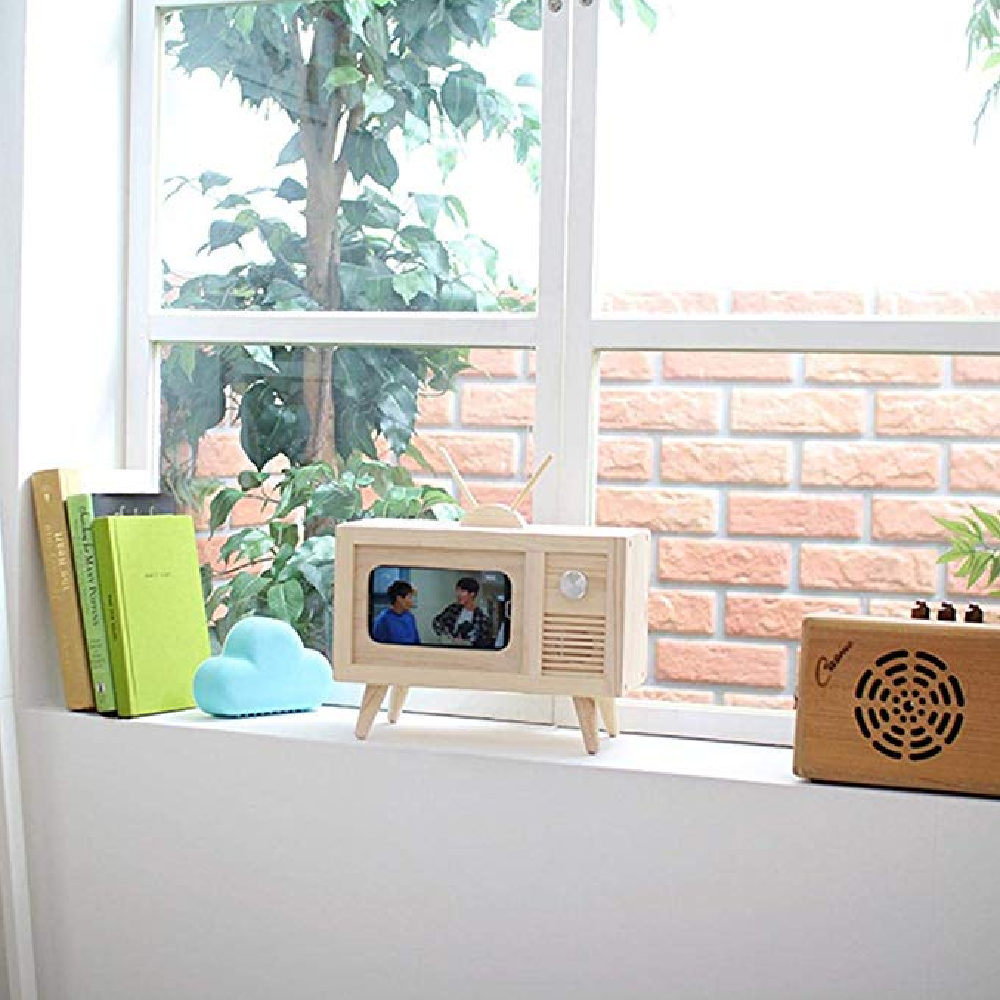 JBWOOD Classic Solid Wood TV Stand Holder Cradle Dock Desktop Home Decoration for iPhone 5